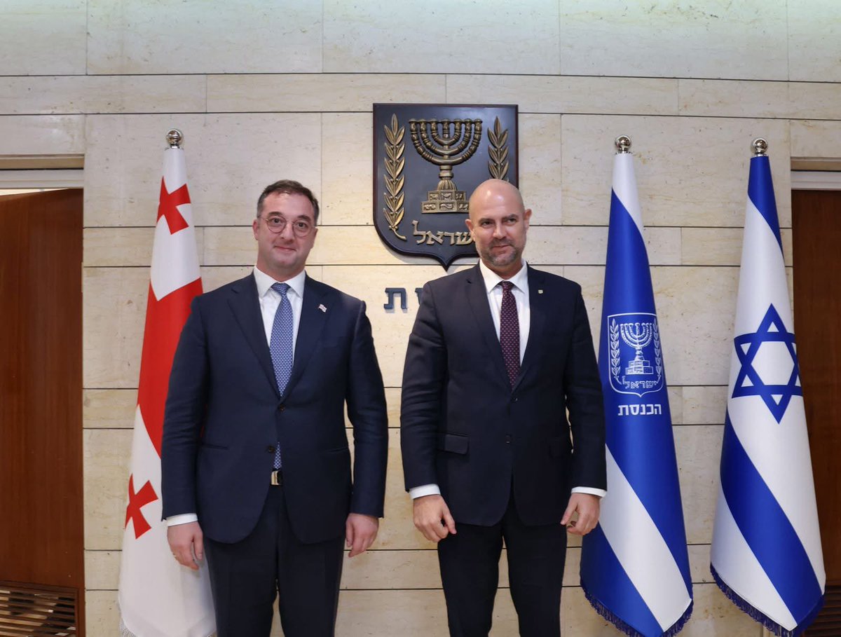 Pleased to meet with the Speaker of the Knesset 🇮🇱 <a href="/AmirOhana/">Amir Ohana - אמיר אוחנה</a>. Discussed opportunities for deepening the partnership between the two countries, new directions in trade and economic cooperation and issues of regional stability🇬🇪🇮🇱