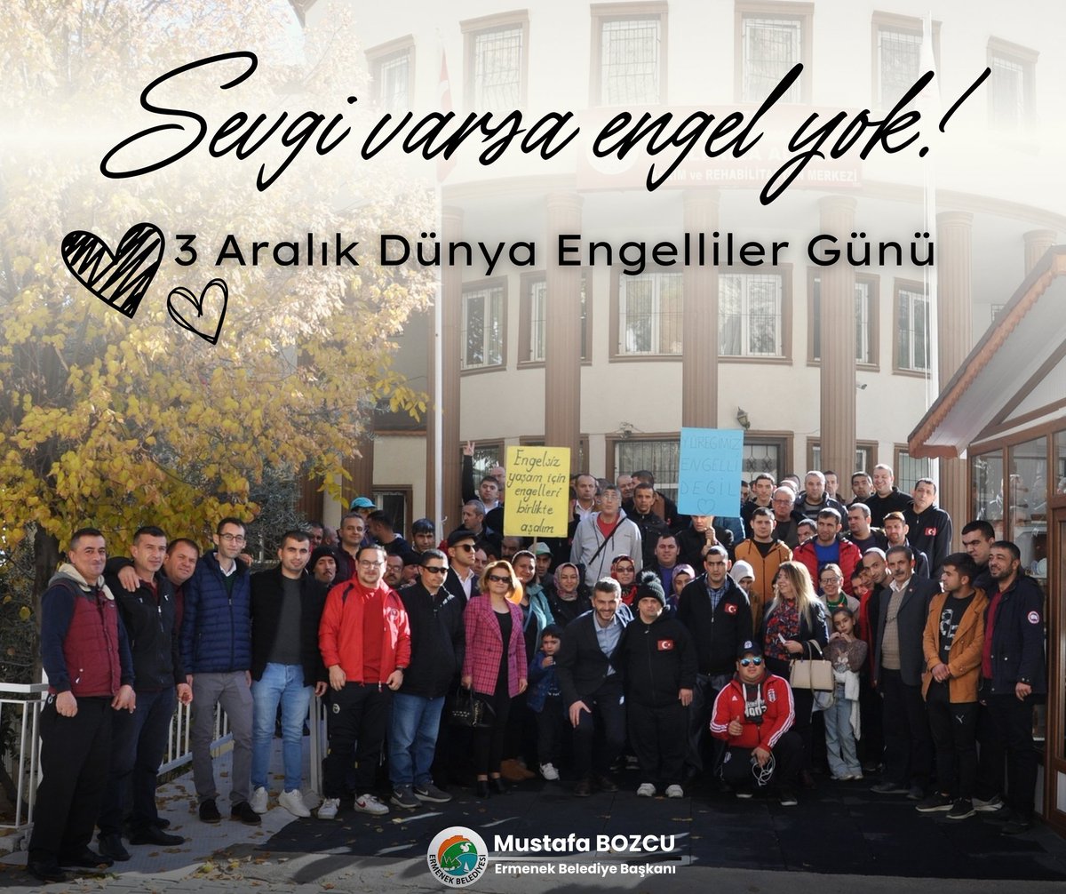 Sınırların kalktığı, herkes için erişilebilir bir yaşam dileğiyle…

Unutmayalım, engelleri aşan en güçlü şey sevgidir.

3 Aralık Dünya Engelliler Günü kutlu olsun. ❤️