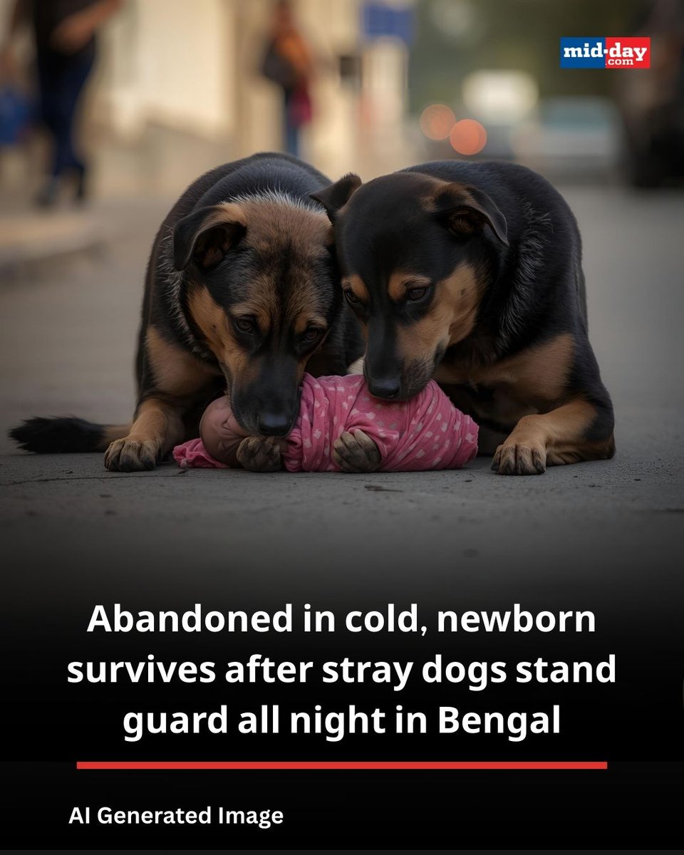 A newborn abandoned outside a railway workers’ colony in Nadia, West Bengal, survived a cold night after a group of stray dogs formed a protective ring around the baby until residents discovered the child at dawn. Locals said the dogs stayed alert but calm through the night, not