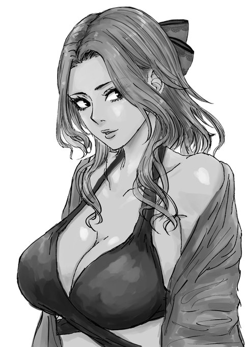 愛依ちゃんは黒い水着の方が似合うかなって思って描いた絵を夏から温めてた。 いや、嘘。やっと描き終わった。