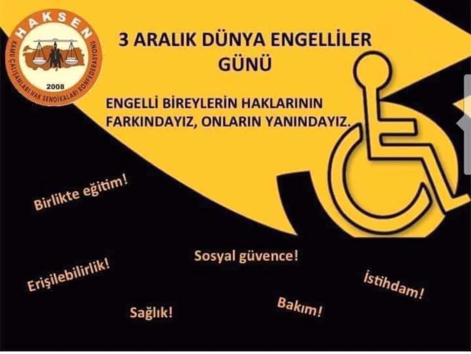 Yaşamın her alanında engelsiz bir Dünya için engelleri birlikte kaldıralım. #3AralıkDünyaEngellilerGünü #3Aralık