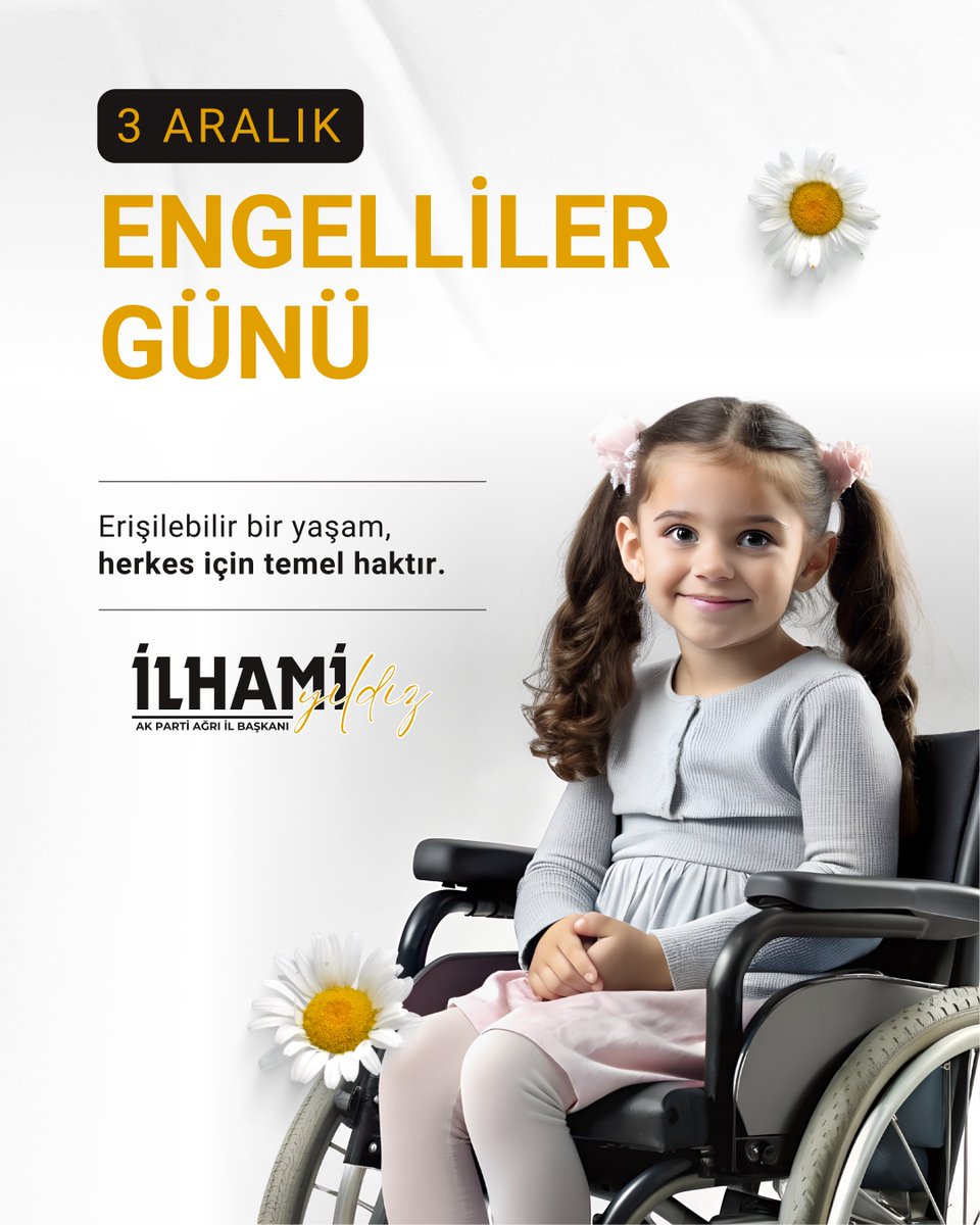 Engel; yürekte olmadıkça, hiçbir şeyin önünde duramaz.

3 Aralık Dünya Engelliler Günü’nde; azimleriyle, mücadeleleriyle, hayata kattıkları değerlerle ilham kaynağımız olan tüm özel bireylerin yanındayım.  
Her gün daha kapsayıcı, daha adil bir dünya için birlikteyiz. 💙