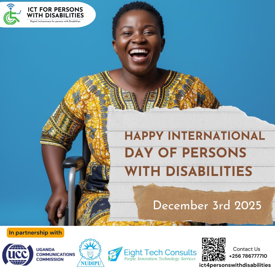Digital inclusion is Disability inclusion. Today, we join
<a href="/UCC_Official/">UCC</a>, <a href="/NUDIPU/">NUDIPU</a>, <a href="/8TechConsults/">Eight Tech Consults Ltd</a> &amp; the entire <a href="/ictforPWDs/">ICT4 PERSONS WITH DISABILITIES</a> community in celebrating the International Day for Persons with Disabilities. Together, we are building a Ug where technology empowers &amp; transforms lives