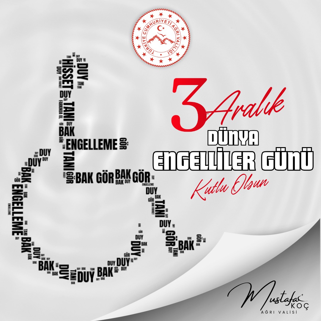 3 Aralık Dünya Engelliler Günü, toplumun tüm kesimlerini kapsayan güçlü bir dayanışma kültürünü yeniden hatırladığımız önemli bir gündür.

Engelli vatandaşlarımızın hayatlarını kolaylaştırmak, fırsat eşitliğini güçlendirmek ve sosyal hayata katılımlarını artırmak amacıyla