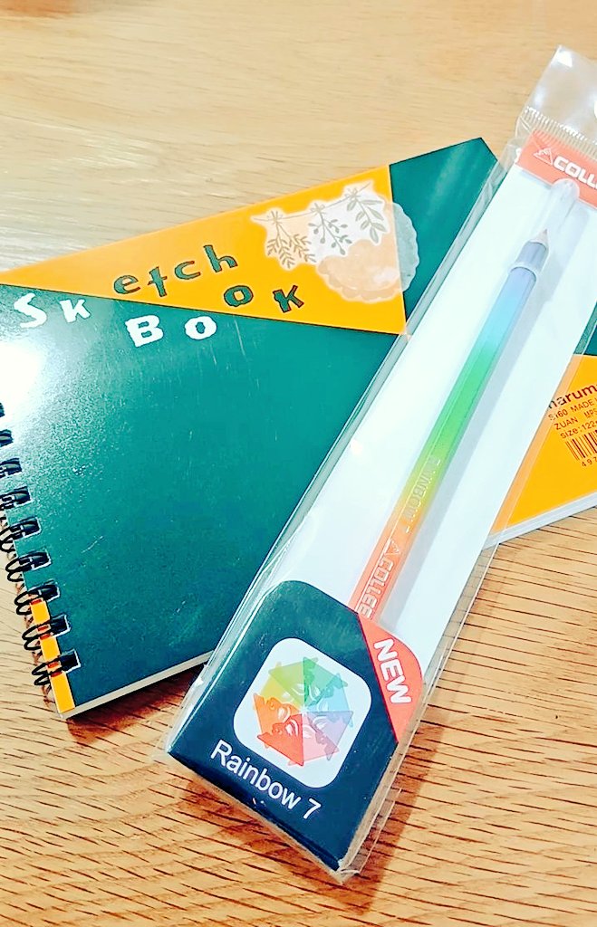 function_rikei's tweet image. 今日買ったおもしろい色鉛筆で友達にもらったスケブにおえかきしたのがこれ