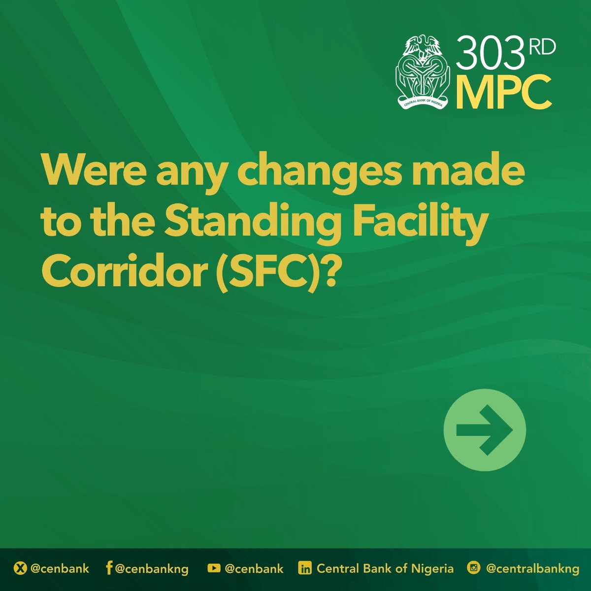 cenbank's tweet image. Key highlights from the 303rd MPC Decisions.

Kindly visit the CBN website to read more : cbn.gov.ng/Out/2025/CCD/F…

#MPC
#CBN