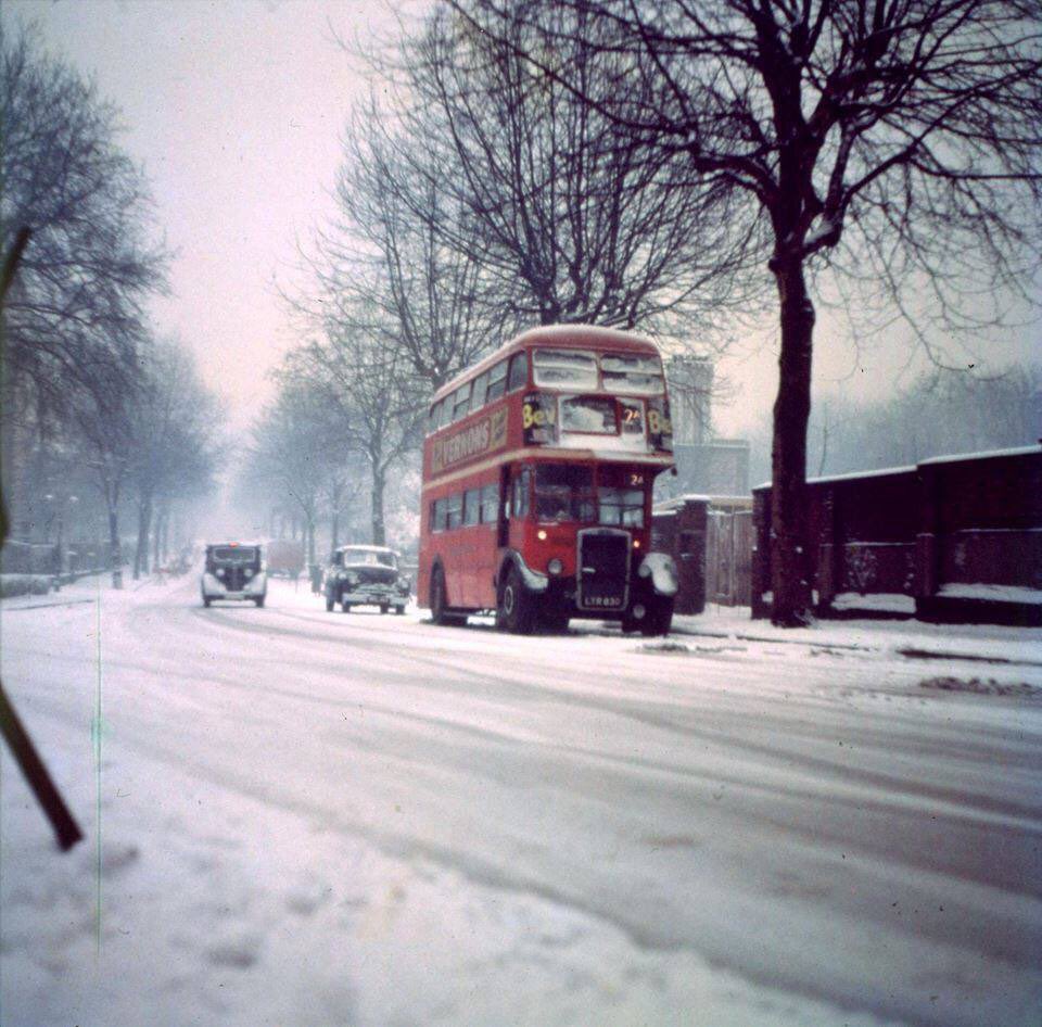 London in the snow, c. 1960.