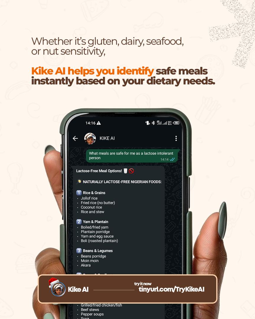 myKikeAI's tweet image. Food allergies or intolerances don’t have to slow you down.
With Kike AI, you can quickly discover meals that match your dietary needs whether you avoid dairy, gluten, seafood, or nuts.
Just ask and get safe ✅

Try it now link in bio 
#KikeAI #AskKikeAI #HealthyEating #Food