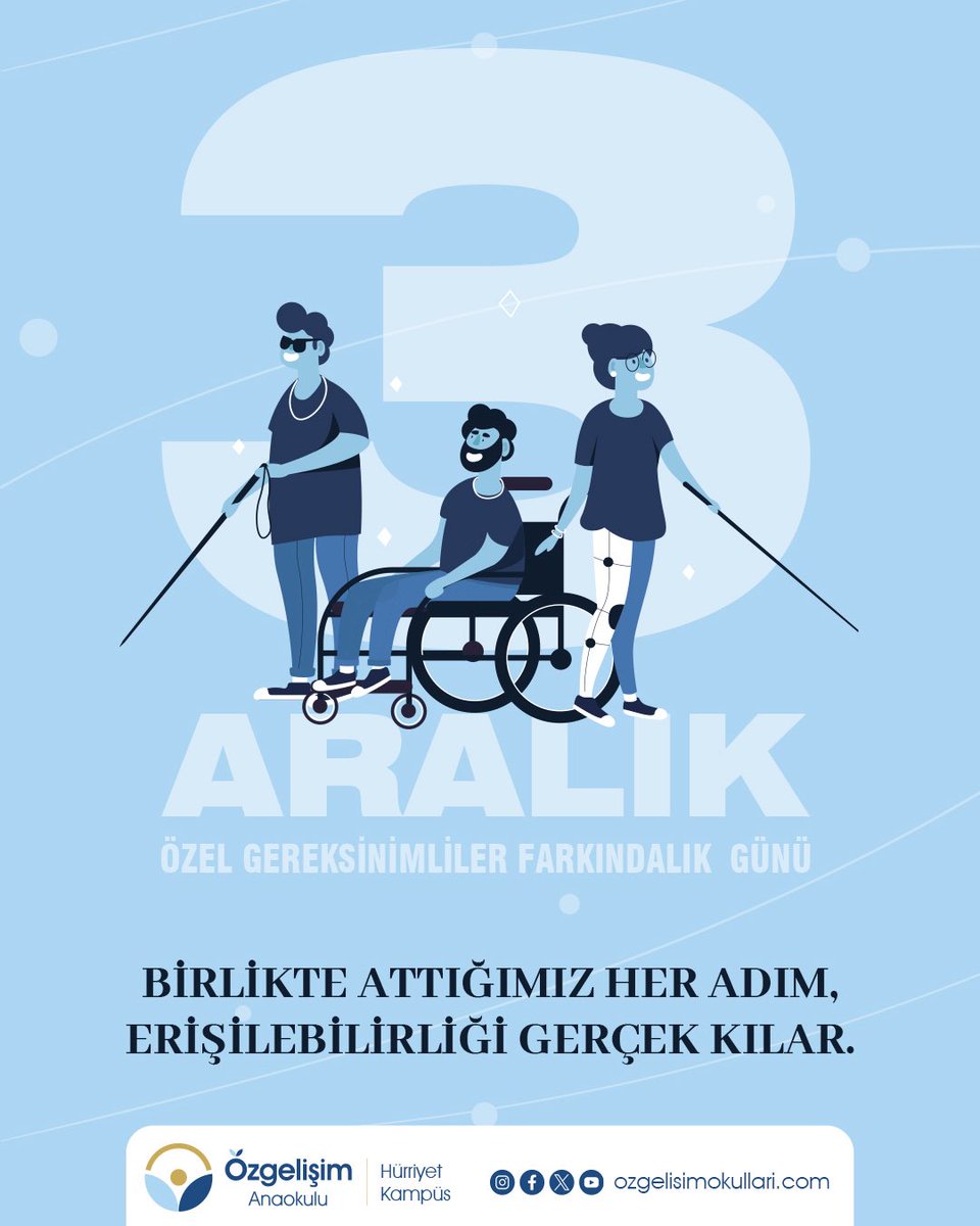 #DünyaEngellilerGünü, birlikte inşa ettiğimiz eşit ve erişilebilir bir yaşamın önemini yeniden hatırladığımız bir gün.

Kimseyi geride bırakmayan bir toplum için engelleri değil, çözümü çoğaltan adımlar atalım; özgürce katılabildiğimiz bir geleceği güçlendirmek için çalışalım.