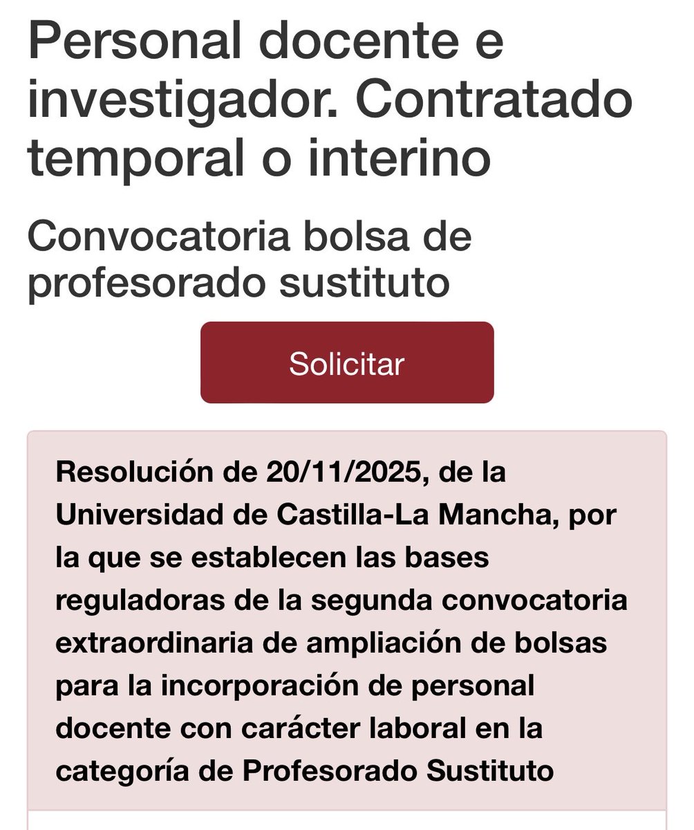 Abierta la bolsa de Profesor Sustituto de Filología Latina para la UCLM del 3 al 17 de diciembre.

Acceso aquí: convocatorias.rrhh.uclm.es/convocatorias.…