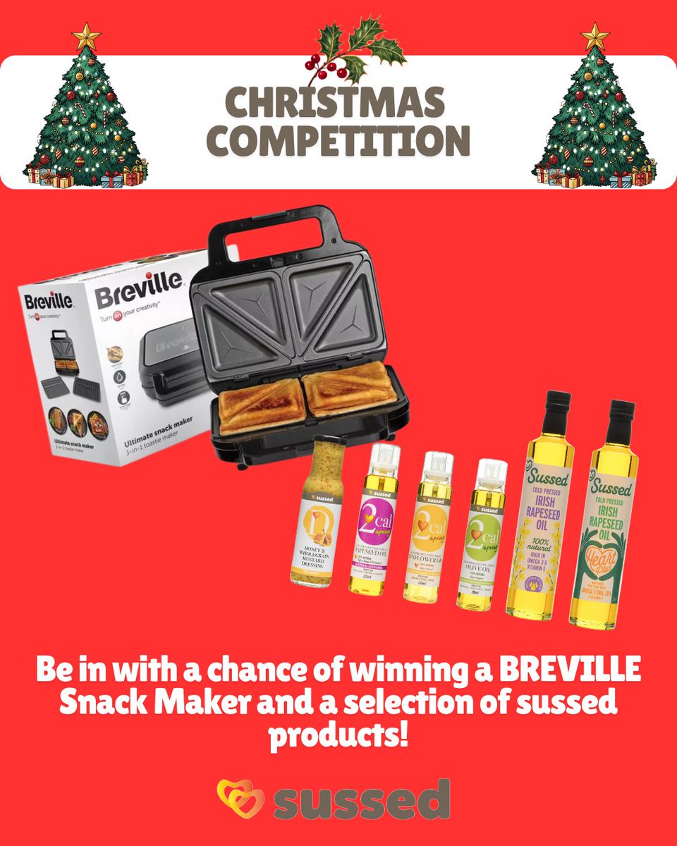 sussed11's tweet image. We have a very special #Christmas #Competition! You could win a Breville 3-in-1 Snack Maker and 𝗮 𝘀𝗲𝗹𝗲𝗰𝘁𝗶𝗼𝗻 𝗼𝗳 #𝘀𝘂𝘀𝘀𝗲𝗱 𝗽𝗿𝗼𝗱𝘂𝗰𝘁𝘀!
To enter:
1️⃣ Follow @sussed11
2️⃣ Tag 3 friends
3️⃣ Like &amp;amp; share this post
Ends Wednesday, December 10th, 2025.
Ts &amp;amp; Cs apply.