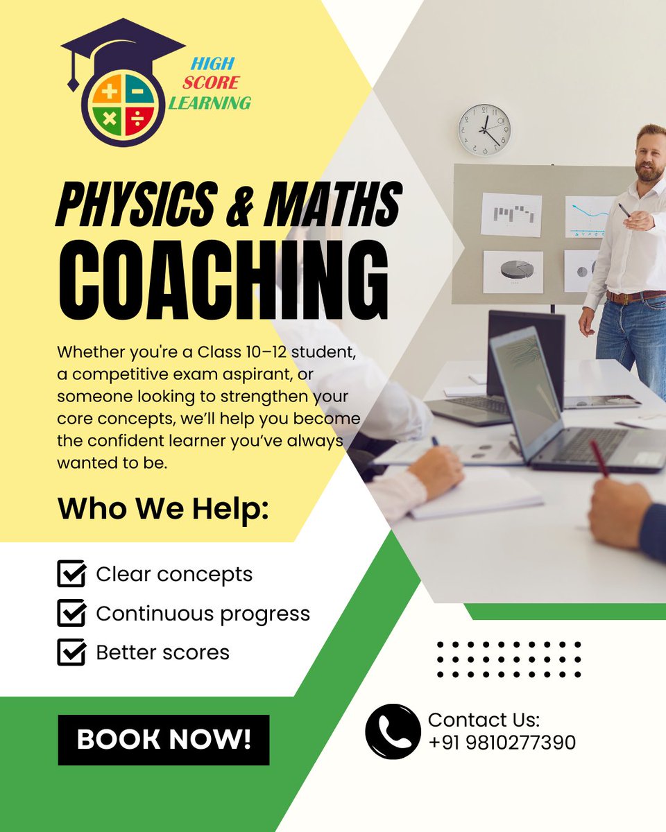 Highscore_120's tweet image. Unlock Your True Potential with High Score Learnings!
Excel in your studies with expert-led online classes designed for Class 11 &amp;amp; 12 Maths and Physics.
Learn smarter, understand deeper, and score higher all at a negligible fee
#HighScoreLearnings #OnlineCoaching #MathsClasses