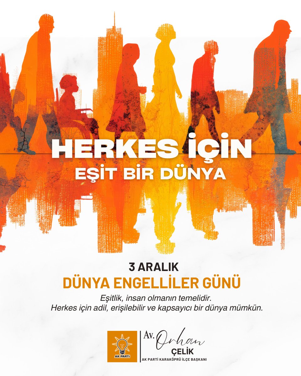 3 Aralık Dünya Engelliler Günü vesilesiyle; engelli bireylerimizin hak, eşitlik ve onurlu yaşam mücadelesine bir kez daha dikkat çekiyoruz.
Bu özel günün, toplumumuzda farkındalığın artmasına, duyarlılığın güçlenmesine ve en önemlisi zihinlerdeki görünmez engellerin ortadan