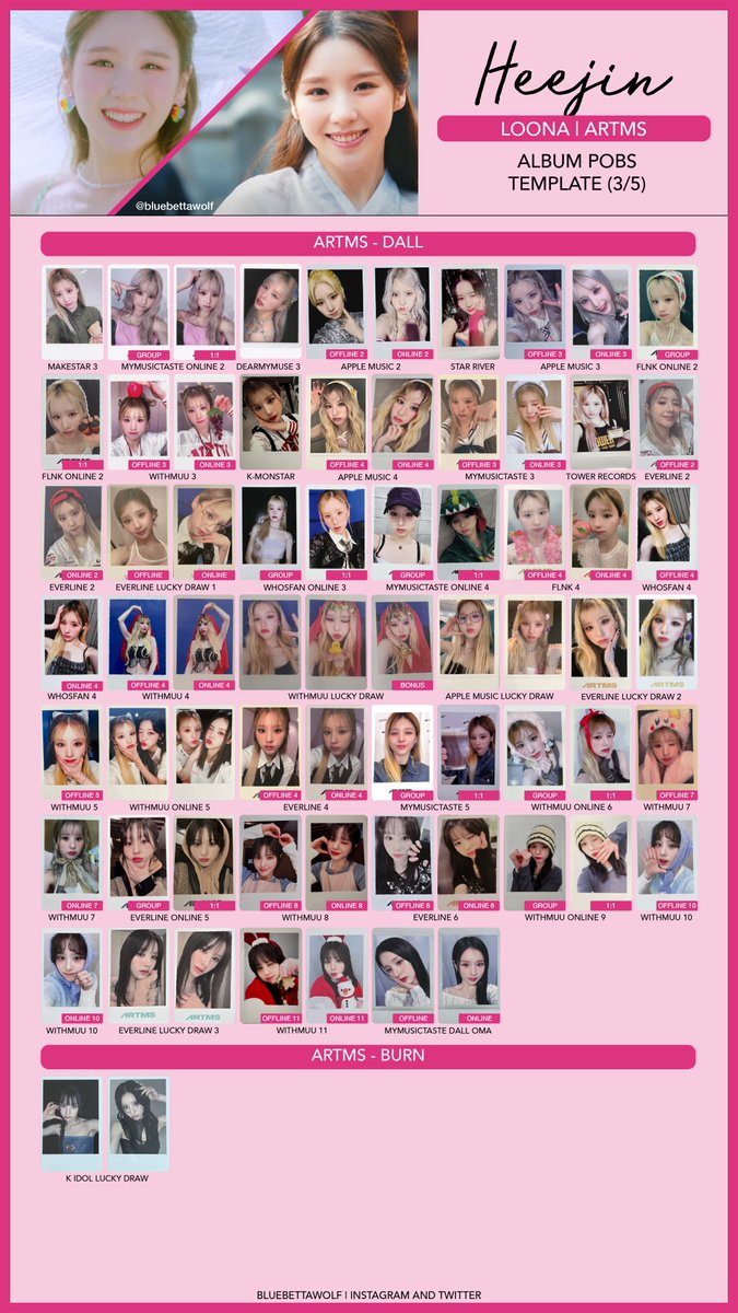 Loona / ARTMS - Heejin Album POB Photocard Template (last updated