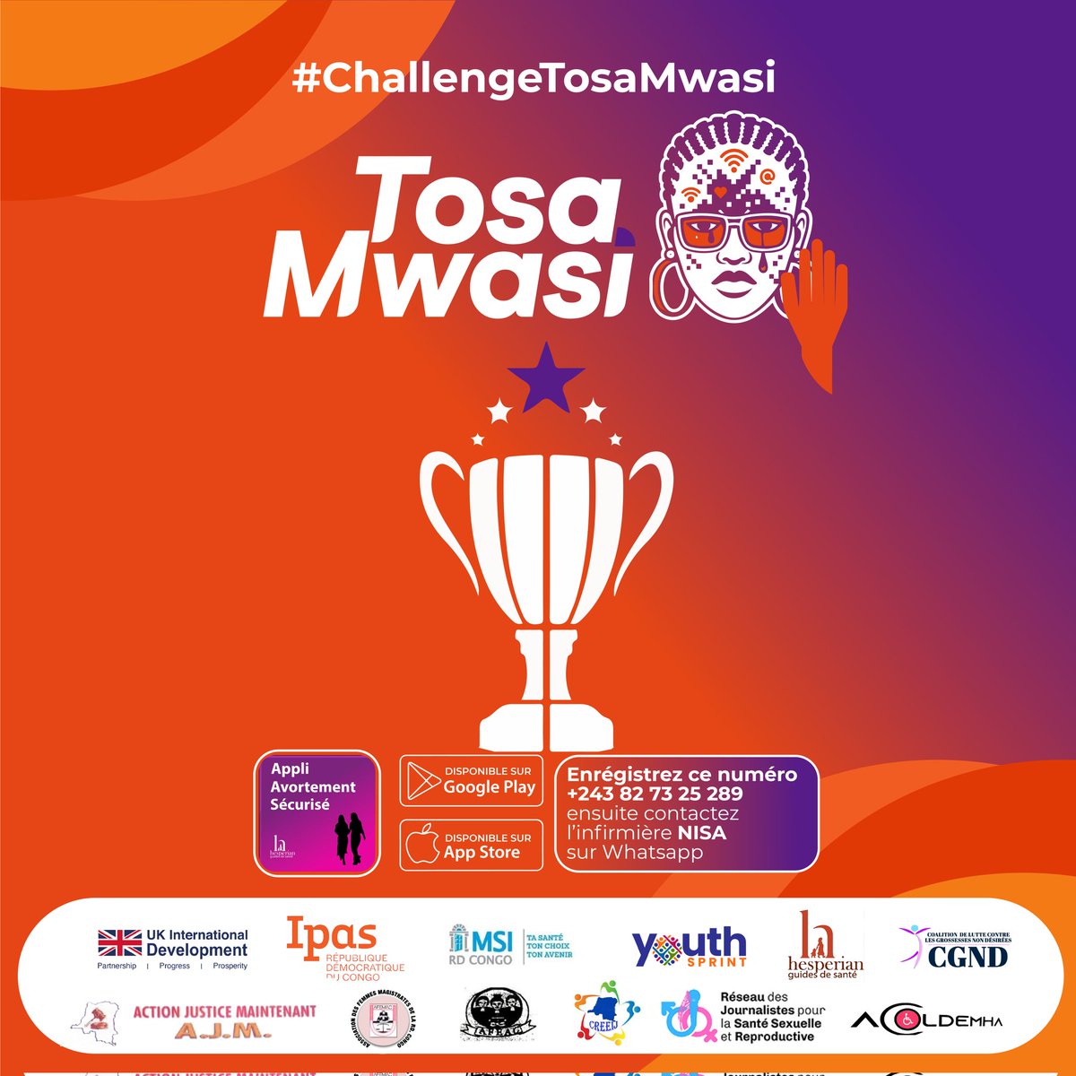 Asrjrdcongo's tweet image. #TOSAMWASI 

Filles et femmes 🇨🇩 gagner une trophée et un prix en publiant sur votre compte Facebook en citant  facebook.com/share/1FsAEjB7… avec le hashtag #TOSAMWASI au plus tard le 9/12/2025 , une vidéo de slam ou autre format dénonçant  les violences en ligne contre les femmes.