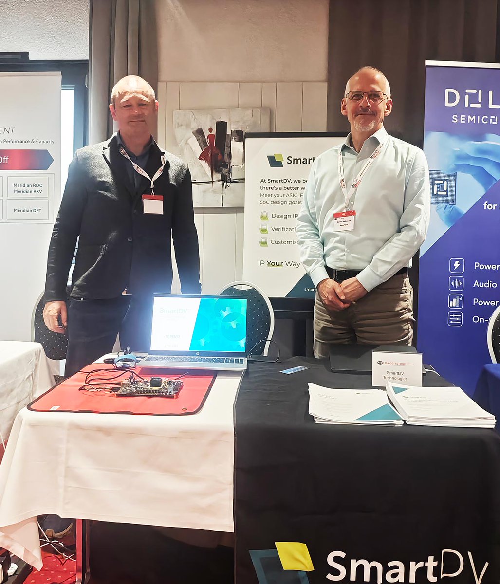 smartdv's tweet photo. At IP-SoC Europe 2025, SmartDV is showcasing an FPGA-based hardware demo and providing information about its extensive product portfolio and latest additions. There is still an opportunity today to have a personal conversation with Philipp Jacobsohn and Dave Johnson.

#SmartDV https://t.co/y3CmJCB37d