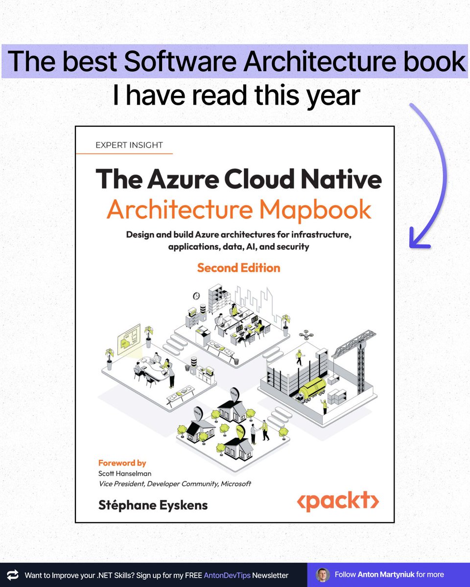 AntonMartyniuk's tweet image. The best Software Architecture book I have read this year

…and it completely changed how I design cloud-native systems.

Most architecture books feel theoretical.
Or they are instrument agnostic.

But this one is different.

&quot;𝗧𝗵𝗲 𝗔𝘇𝘂𝗿𝗲 𝗖𝗹𝗼𝘂𝗱 𝗡𝗮𝘁𝗶𝘃𝗲…