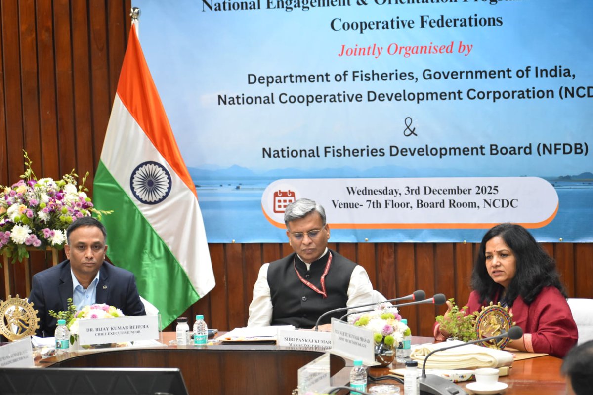 FisheriesGoI's tweet image. Ms. Neetu Kumari Prasad, Joint Secretary (Marine Fisheries), Department of Fisheries, Government of India, addressed the National Engagement &amp;amp; Orientation Programme for Fisheries Cooperative Federations, jointly organized by NCDC, NFDB and Department of Fisheries at NCDC, New…