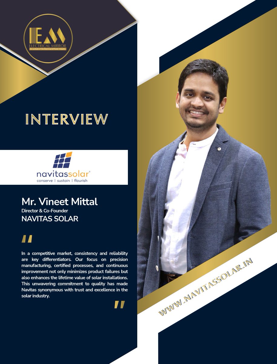 Electricalmirro's tweet image. ☀️ Navitas Solar, under Vineet Mittal, is advancing India’s solar future with TOPCon modules &amp;amp; EPC/RESCO solutions.

🔗Read more: electricalmirror.net/mr-vineet-mitt…

#NavitasSolar #SolarEnergyIndia #CleanEnergy #RenewableEnergy #SolarInnovation #ElectricalMirror #ConstructionMirror