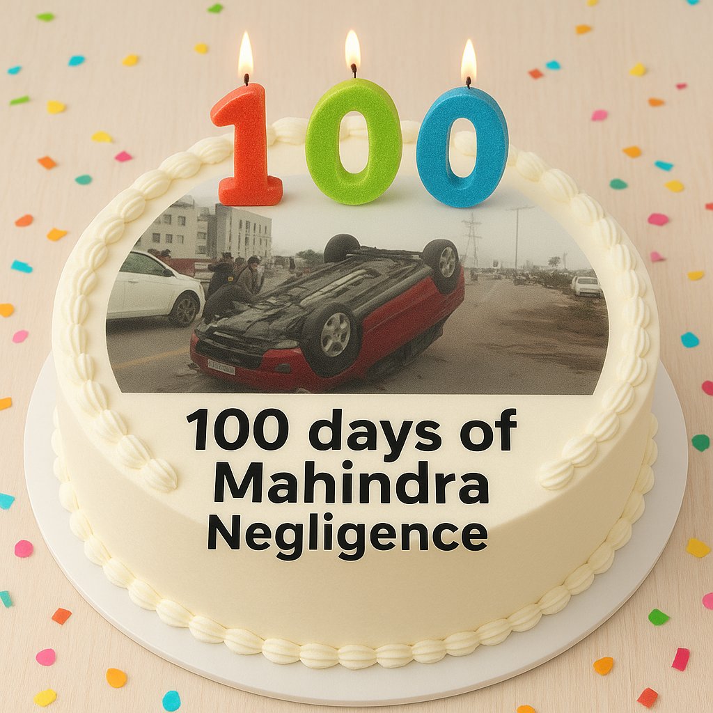 simplyshre's tweet photo. @18002096006 Congratulations to @anandmahindra &amp; @vijaynakra on successfully hitting 100 days of keeping a customer in distress.Despite of Mahindra fault,no per-day compensation, and I’m still forced to pay EMIs for the last 3 mnths with the 4th EMI about to be deducted and left with no car. https://t.co/FgXHXWuBdA