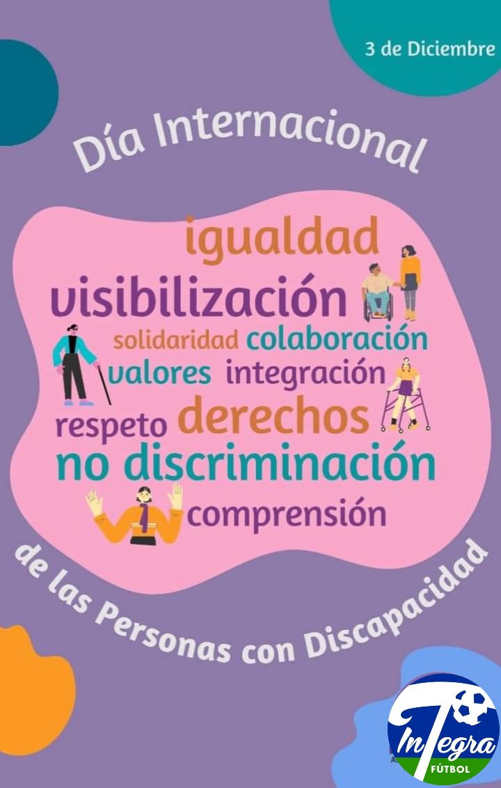 integra_futbol's tweet photo. Hoy, 3 de diciembre es el #DiaInternacionalDeLasPersonasConDiscapacidad
Este día tiene como objetivo promover los derechos y el bienestar de las personas con discapacidad. Trabajar juntos por una sociedad inclusiva, sin barrera e integrada es primordial.
#Igualdad #Inclusion https://t.co/Gv6r0GdnJH