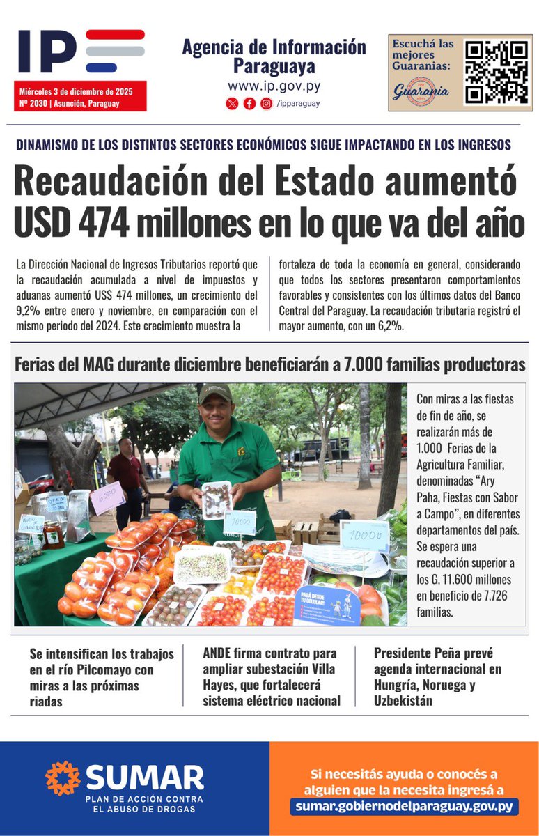 🗞 Compartimos los principales titulares de la <a href="/IPParaguay/">IP Paraguay</a>

💻📲Toda la información actualizada del día en ip.gov.py