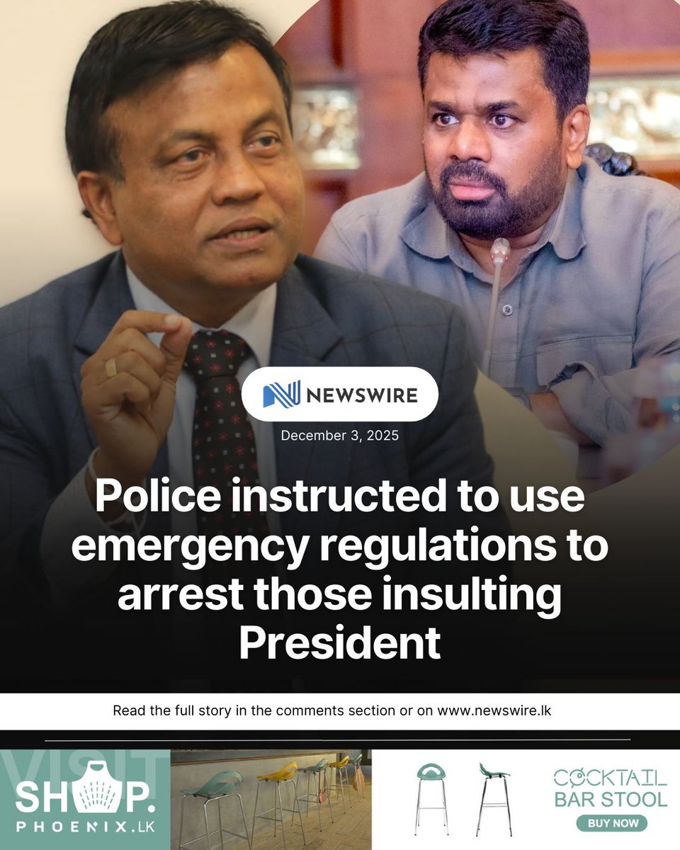 AzzamAmeen's tweet photo. Govt has directed Police to take action under emergency regulations against individuals circulating defamatory or fake claims targeting the President and the government during the disaster situation.

This comes despite the President reiterating that emergency powers are meant only for disaster response and not for other concerns.