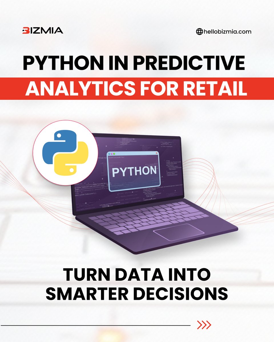 bizzmiallc's tweet image. 𝗣𝘆𝘁𝗵𝗼𝗻 + 𝗣𝗿𝗲𝗱𝗶𝗰𝘁𝗶𝘃𝗲 𝗜𝗻𝘁𝗲𝗹𝗹𝗶𝗴𝗲𝗻𝗰𝗲 = 𝗥𝗲𝘁𝗮𝗶𝗹 𝗧𝗵𝗮𝘁 𝗧𝗵𝗶𝗻𝗸𝘀 𝗔𝗵𝗲𝗮𝗱.
#RetailAnalytics #PythonForRetail #PredictiveAnalytics #Bizmia #DataDrivenRetail #RetailTech #MLInRetail #EcommerceGrowth #RetailInnovation