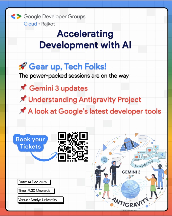 Here’s what we’ll be covering at the upcoming meetup:
• Gemini 3
• An introduction to the Antigravity Project
• A look at Google’s latest developer tools and how they can fit into real workflows

If you want to be part of the session, just scan the QR code and grab your ticket