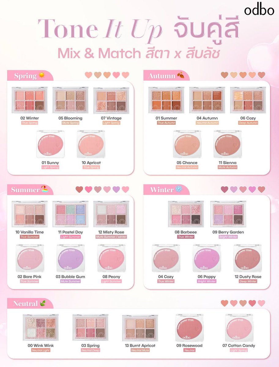 เริ่ดดด! แบรนด์แมทช์คู่สีพาเลตตา+บลัช คู่ที่เข้ากันมาให้ ครบทุกโทนแล้ววว✨🎀