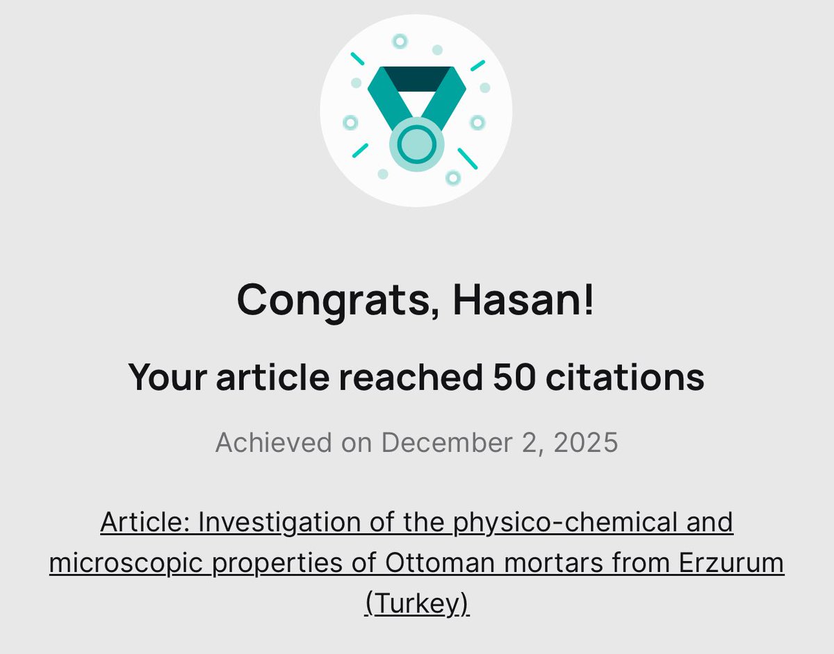 Bir akademisyen için iyi haberlerden birisi de yayınladığı makalelerine yeni araştırmacıların referans göstermesidir. Uluslararası seçkin bir dergide yayınlanan bu makale 50 atıfa ulaşmış.