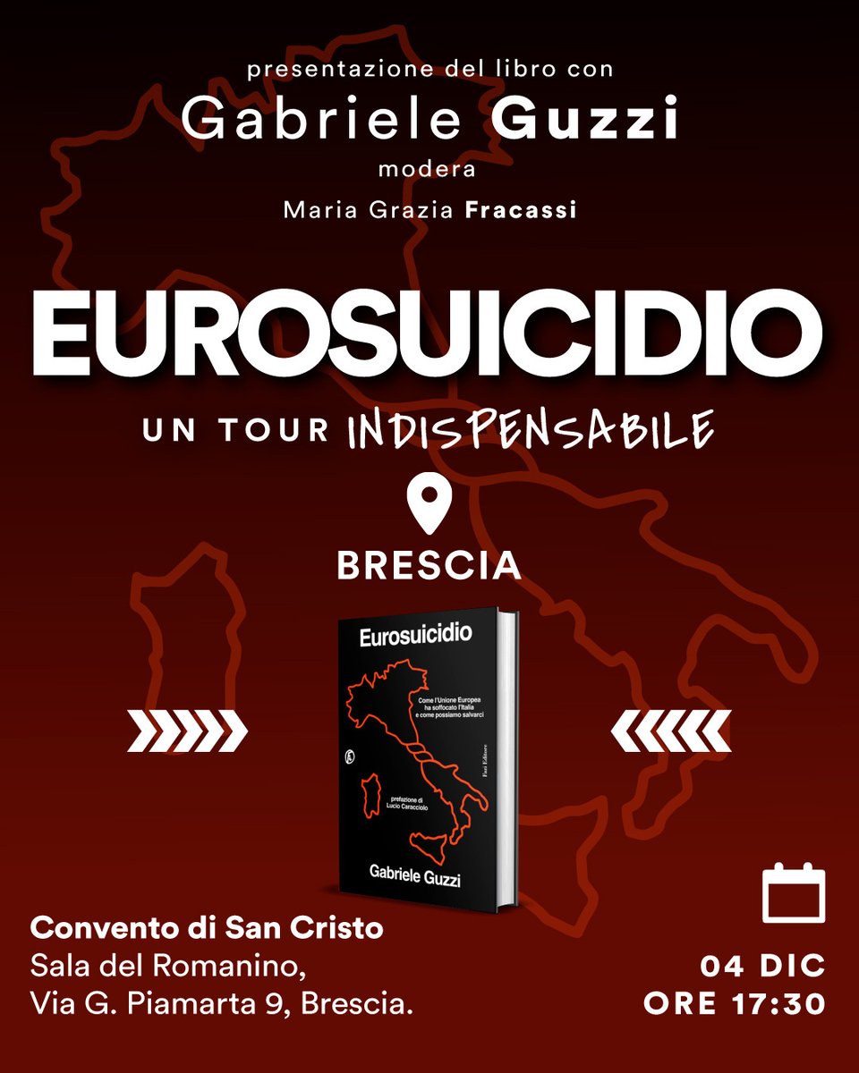 GabrieleGuzzi's tweet image. Più si va avanti e più le tesi che abbiamo esposto in questo libro vengono confermate.
L'Unione Europea non è in crisi: è la crisi. E' la causa istituzionale più rilevante del declino economico, geopolitico e culturale dell'Italia e dell'Europa, e della sua deriva bellicista.