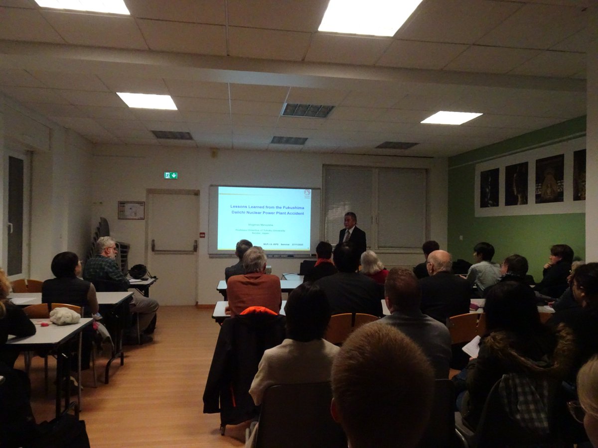 JspsStrasbourg's tweet image. What can be learned from an accident?
On Nov. 27, Prof. Shigenao MARUYAMA, Professor Emeritus at Tohoku University, gave a fascinating lecture at the Academic Seminar about Lessons learned from the Fukushima Daiichi – Nuclear Power Plant Accident. #JSPS #MUFJ