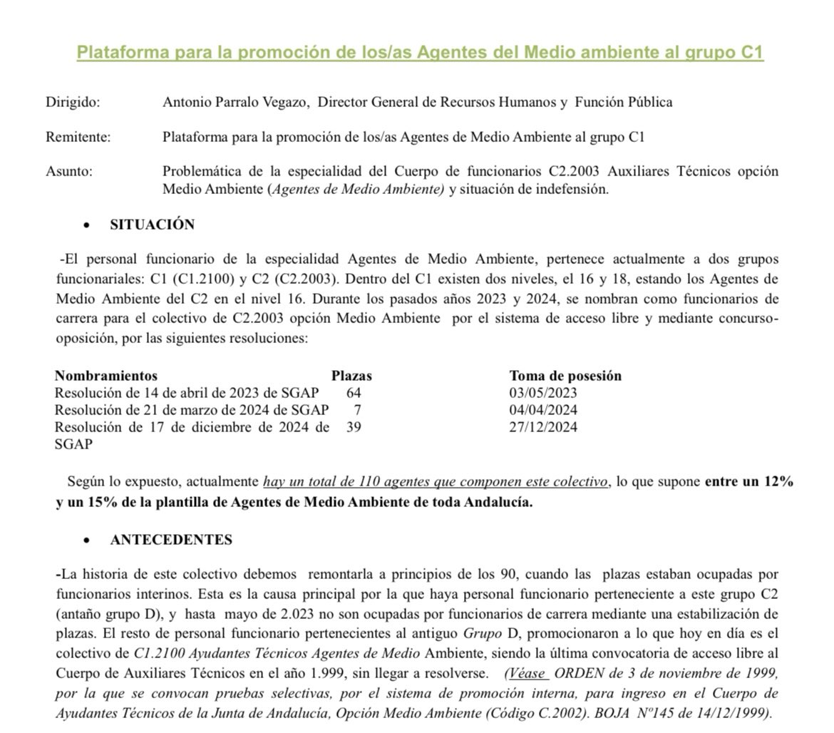 📅 El 30 de octubre La Plataforma para la promoción de los Agentes de Medio Ambiente al grupo C1 presentó un escrito en Función Publica sobre la problemática de los C2 y la situación de indefensión.
❗️A día de hoy, seguimos sin respuesta.
<a href="/ja_nietob/">José Antonio Nieto</a> 
#PromocionInternaEfectivaYA