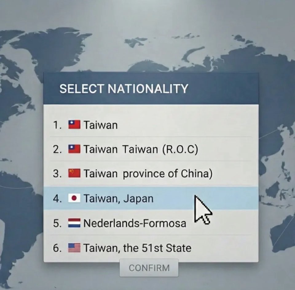 I'm told Taiwan just went back to being a Japanese island.