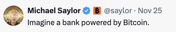 StrategyArchiv's tweet photo. Phong Le on bitcoin lending is one of the most important signals from Strategy right now.

“We run a very simple business… we buy and we hold bitcoin.”

That simplicity is intentional. No counterparty risk, no exposure to fragile lenders, no distractions from the core treasury strategy.

But then comes the part investors should pay attention to:

“I do think over the course of the next year… big real banks are going to offer custody service, lending service… and to the extent there are large U.S. based banks… we’re very excited to partner with them.”

This is not about chasing yield.

It is about waiting for regulated, well capitalized institutions to enter the market so bitcoin lending becomes institutional grade.

When that happens, Strategy can unlock a new layer of the flywheel:

safe, regulated bitcoin yield on a multi billion dollar treasury.

Not today.

But soon.

And only when the infrastructure is strong enough to match their standards.

This is how a Bitcoin operating company evolves from buy and hold to a fully integrated Bitcoin bank.

MSTR at 1.13 mNAV is a bargain!