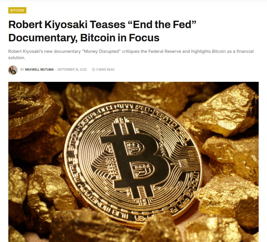 bitcoinfilmfest's tweet photo. "Money Disrupted: End the Fed" by @theRealKiyosaki, exposes the Fed's money printing scam and spotlights Bitcoin as the real hard money solution. Even Larry Fink flipped to Bitcoin love! 🚀
https://t.co/w4KYAH8bmZ
#EndTheFed #MoneyDisrupted https://t.co/3sRwwJmrfc