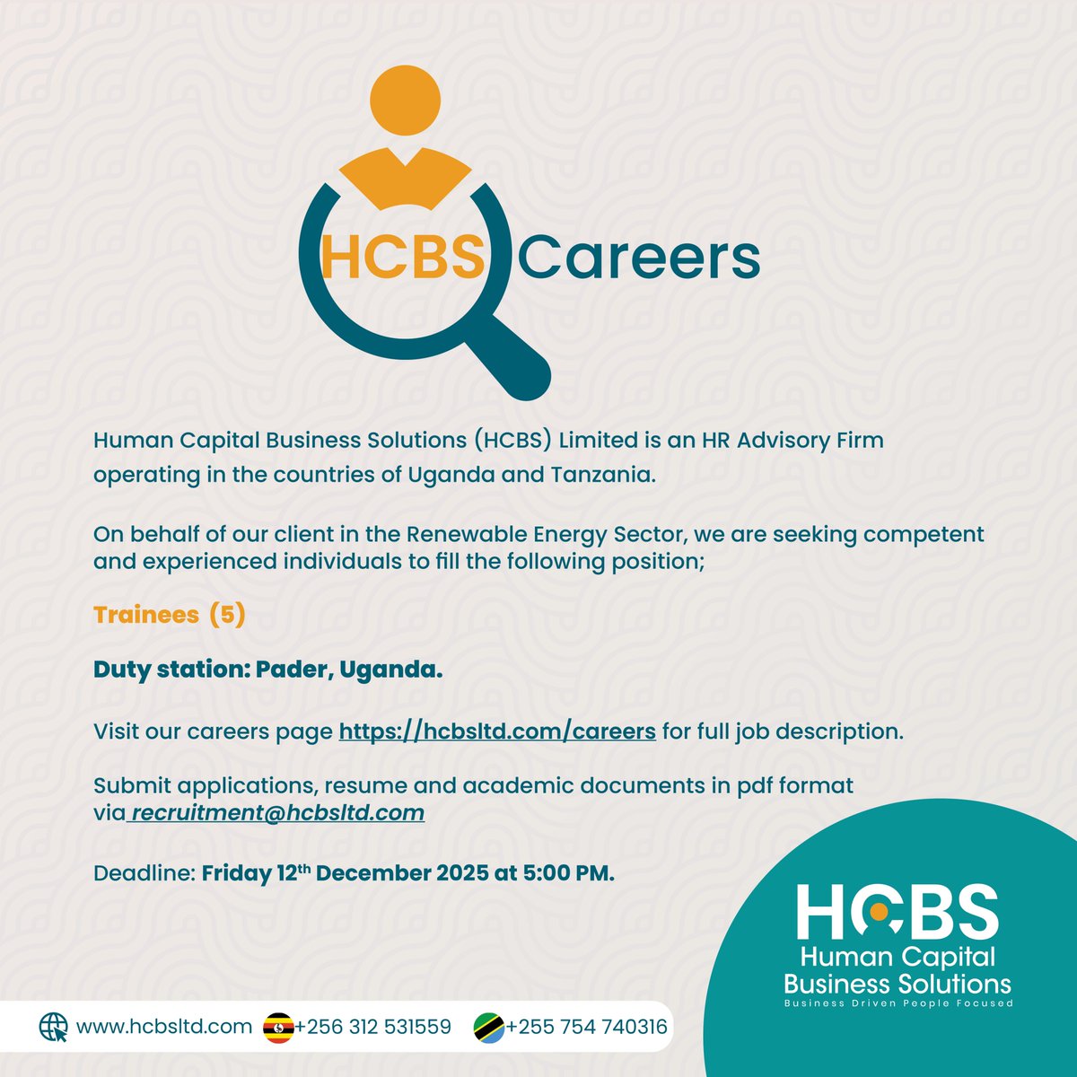 hcbsltd's tweet image. #HCBSCareers: Passionate about renewable energy and ready to power a sustainable future? Kick-start your career in one of the fastest growing sectors.

Apply here ⇢
hcbsltd.com/careers/jobs/o…

Deadline: Friday 12th December, 2025 at 5:00PM