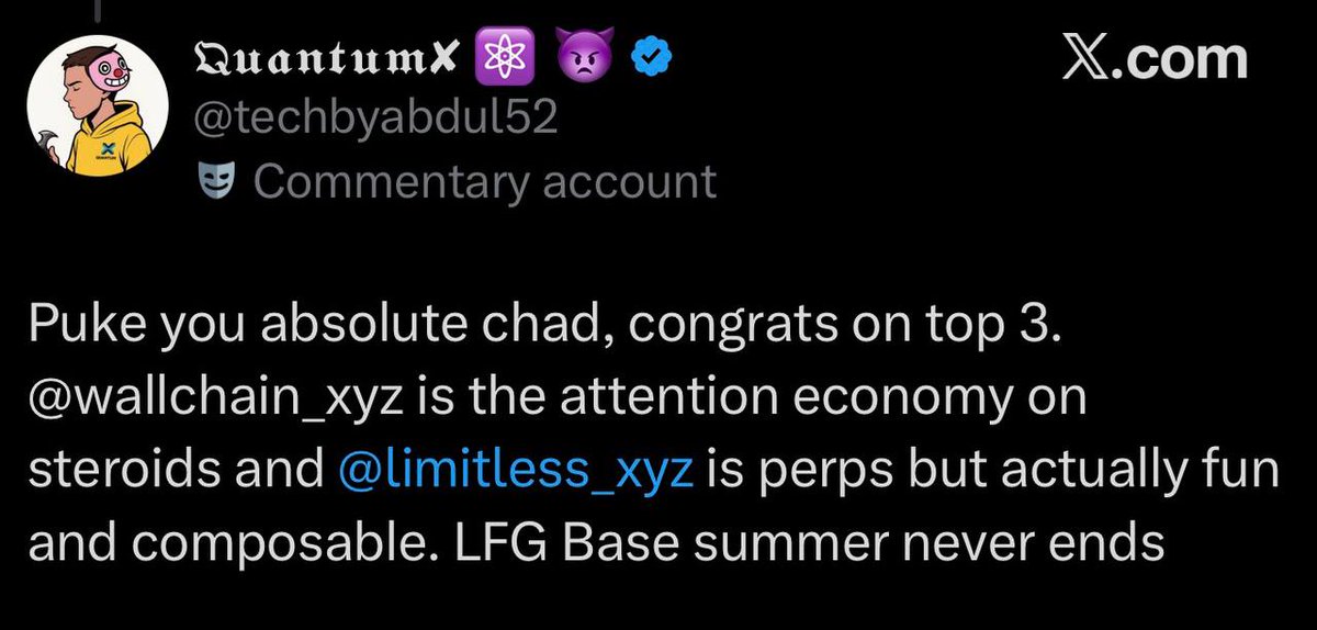 pukerrainbrow's tweet image. Don&apos;t be this kind of &quot;reply guy.&quot;

EVEN WITH AI, bro can&apos;t even tag @trylimitless and @wallchain correctly. lol.

I&apos;m genuinely trying to do something nice and giveback to the community. Please, at least put some effort into supporting both projects that made this opportunity…