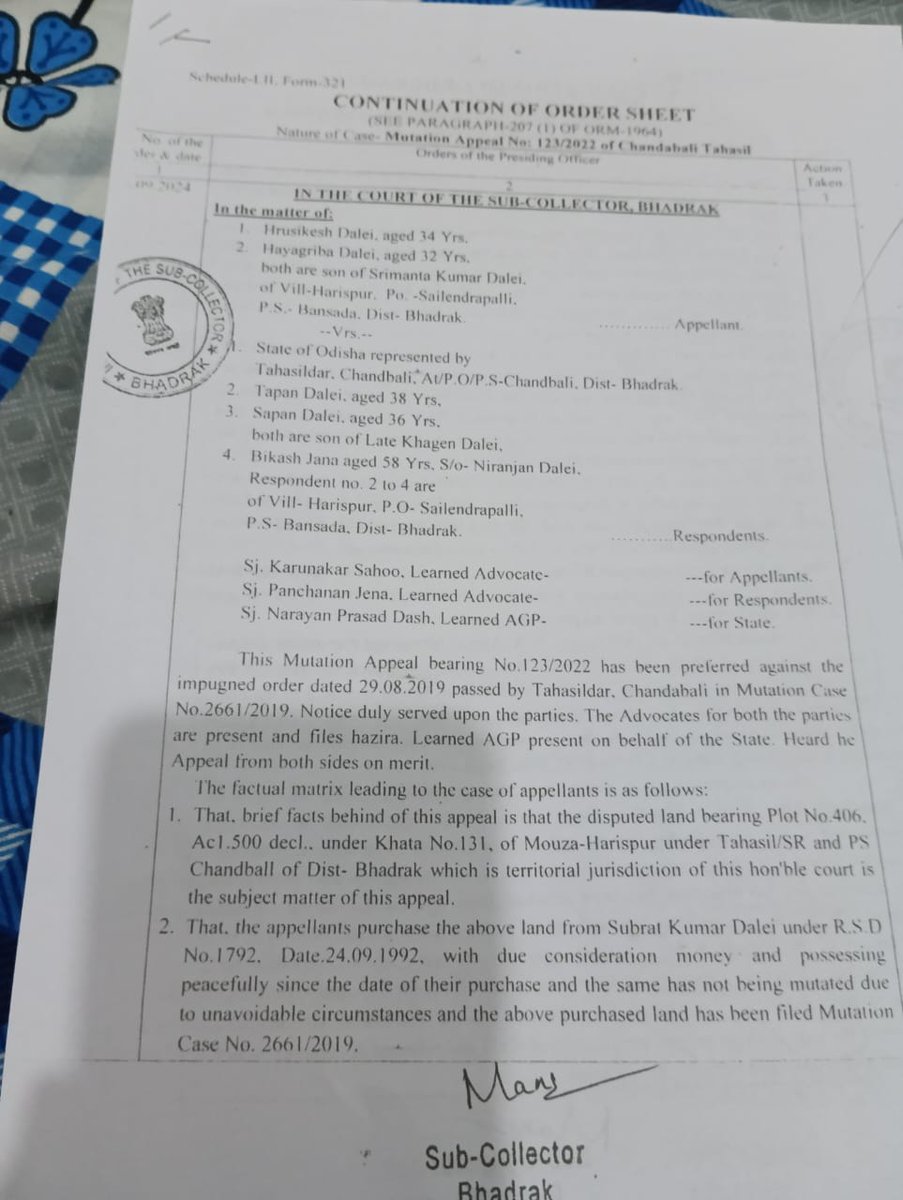 hrudai66's tweet photo. @DM_Bhadrak @tdr_chan @CMO_Odisha Sir this was the order sheet which has been delivered order to Tahasildar chandbali aganist my mution case but still qe are not getting any proper update.. https://t.co/qWAZGyMngs