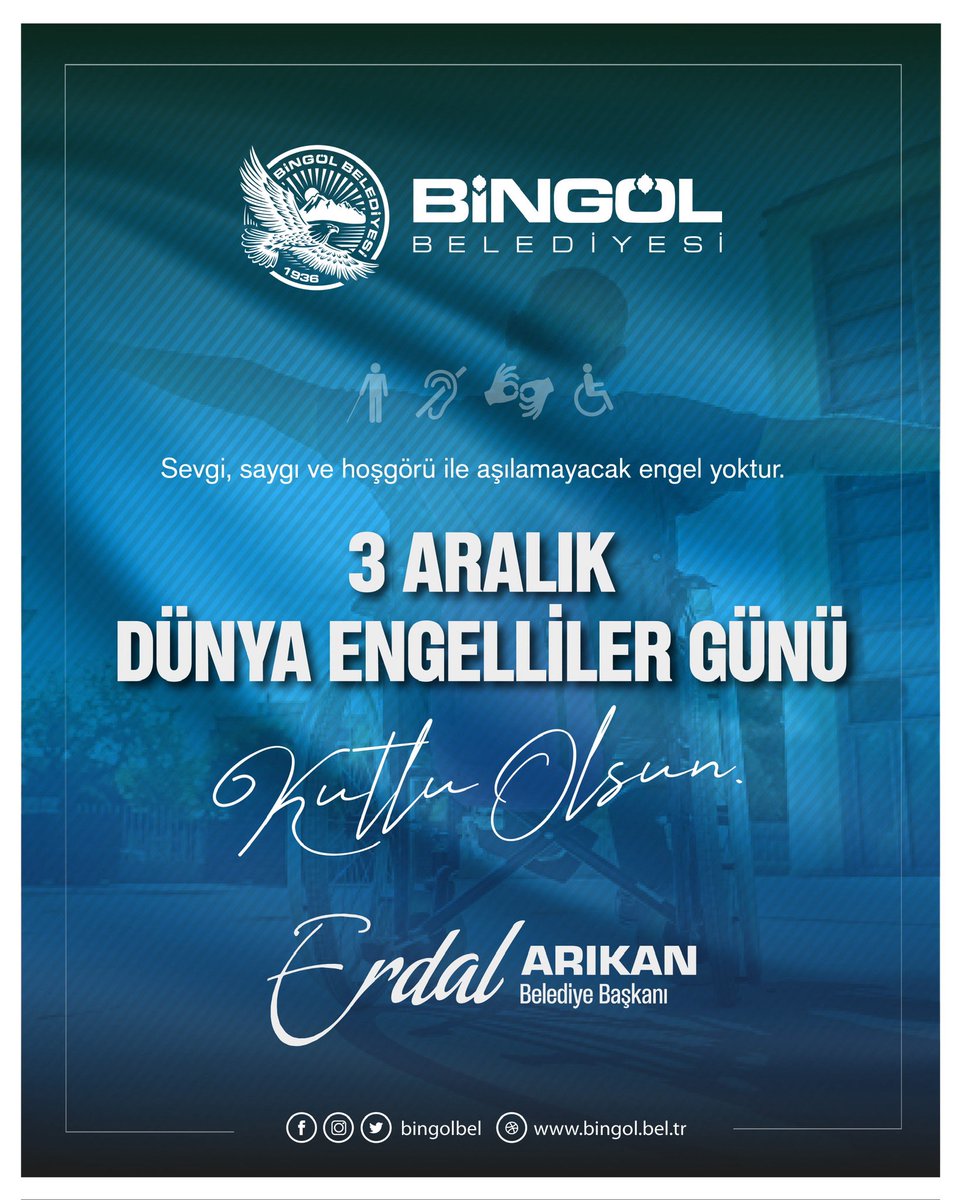 Erdalarikan12's tweet photo. Engelleri aşmanın en güçlü yolu; sevgi, saygı ve dayanışmadır.

3 Aralık Dünya Engelliler Günü vesilesiyle; tüm kardeşlerimize sağlıklı, mutlu ve huzurlu bir yaşam diliyorum. 3 Aralık Dünya Engelliler Günü kutlu olsun. https://t.co/tnGY2IH1Y2