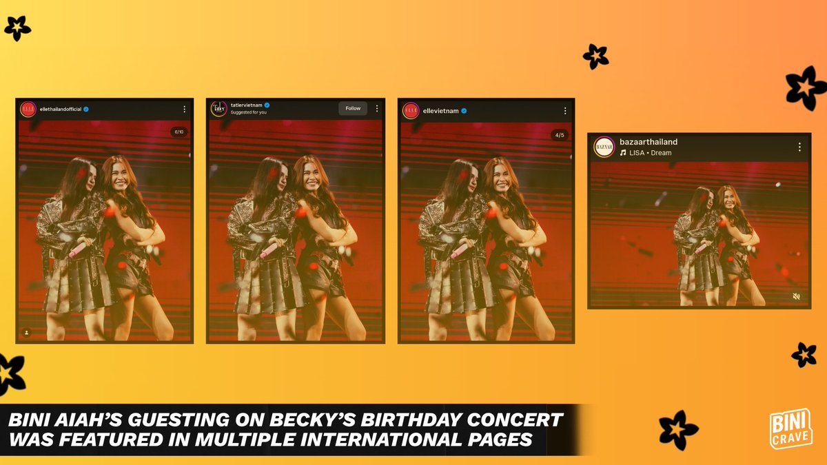 binicrave's tweet image. [ BINI Aiah's International Appearance ] 🐶

BINI Aiah’s special guest appearance at Becky Armstrong’s “B New Era: Becky Happy Birthday Concert” continues to make waves, as it gets featured across multiple international media pages — including:

• ELLE Thailand
• BAZAAR…