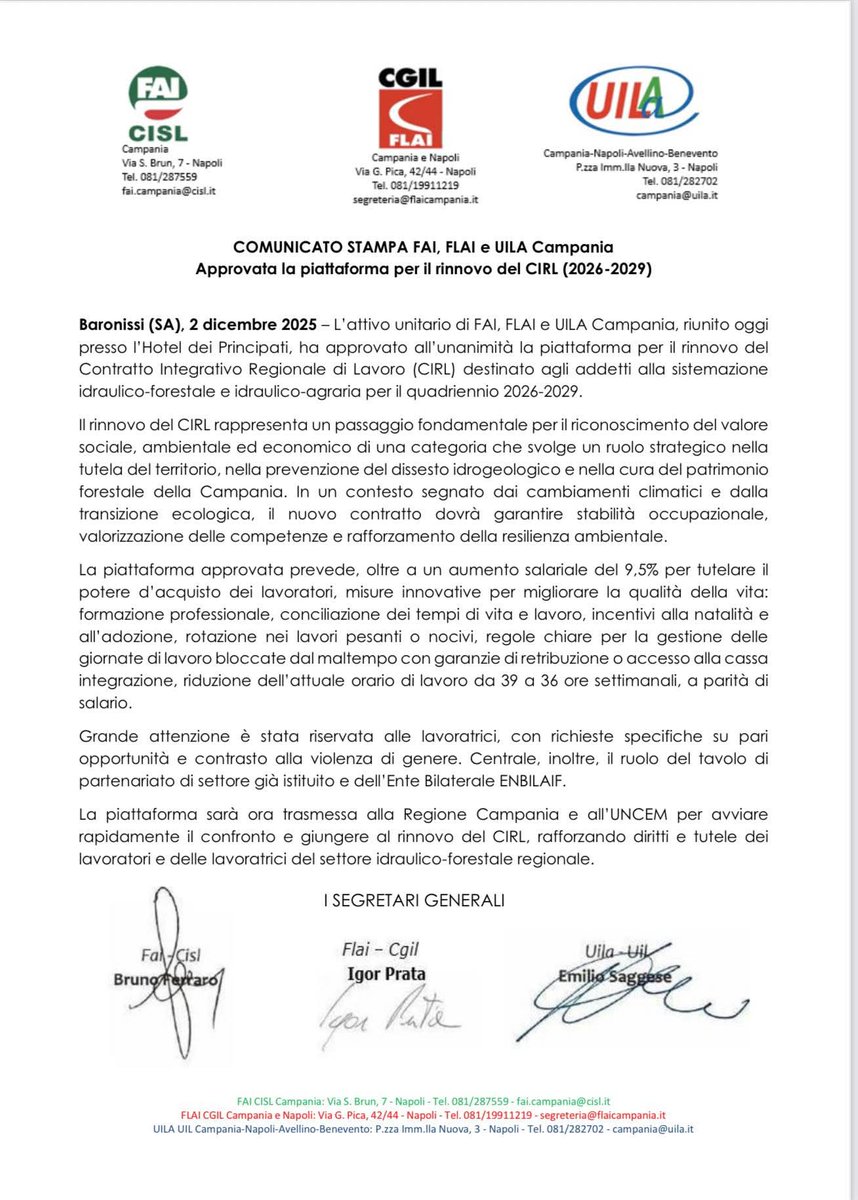 iannace_a's tweet photo. Settore Forestale Campania: Approvata all’unanimità la Piattaforma di Rinnovo del CIRL
#faic https://t.co/Hhz2ySXZLu