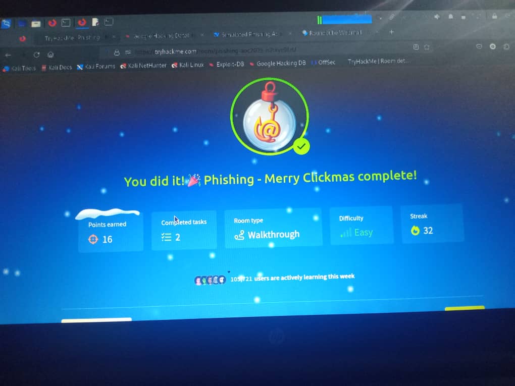 OGUNDAREKE22096's tweet image. #404_boys #adventofcyber2025 
Day 2 🚀✅
Phishing email