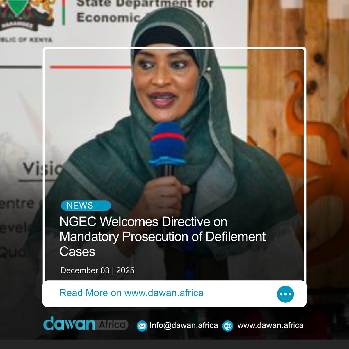 DawanAfrica's tweet image. NGEC Welcomes Directive on Mandatory Prosecution of Defilement Cases

Read more: shorturl.at/BL3BR