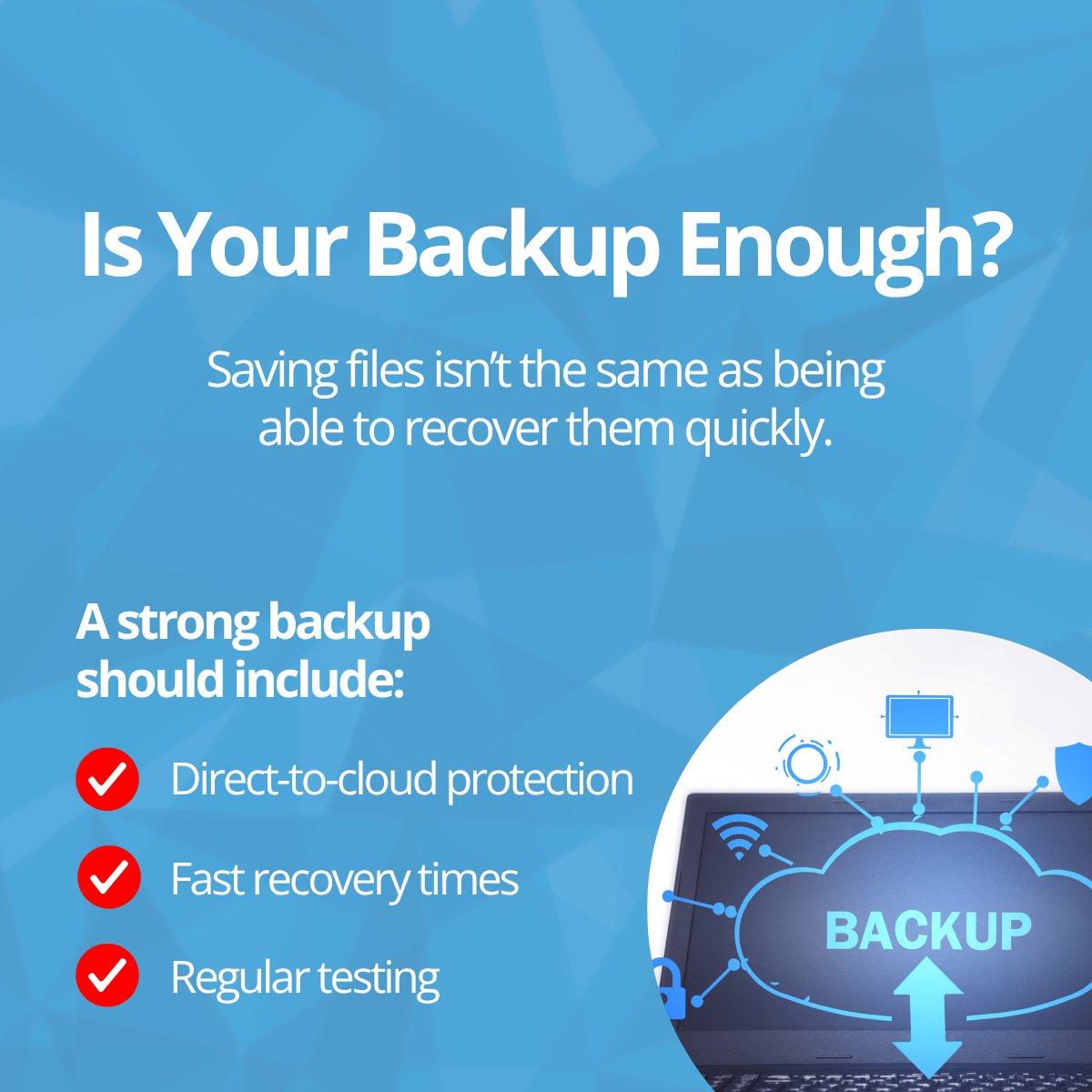 4tcservices's tweet image. Not all backups guarantee a quick recovery. 

Make sure yours is fast, reliable, and tested regularly so you’re never caught off guard.

Backup now - visit-our.link/EsgeAzH

#DataProtection #BackupSolutions #CyberResilience #4TC
