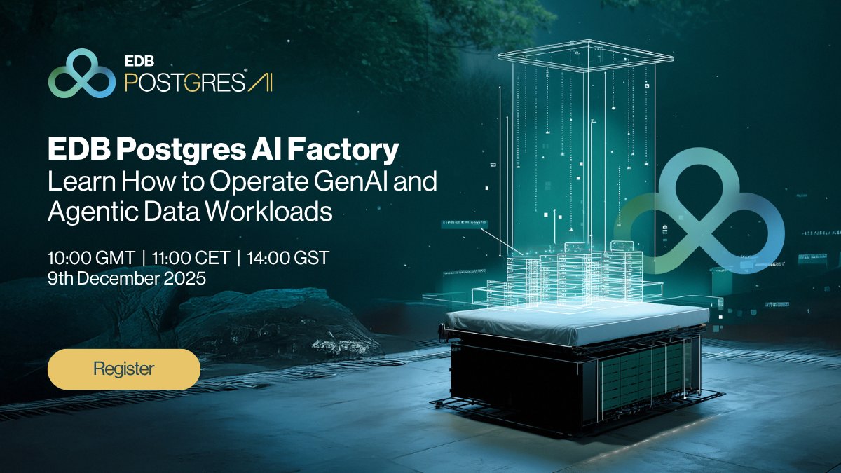 EDBPostgres's tweet image. EDB Postgres AI lets teams build and run #GenAI pipelines inside #Postgres without new systems or data movement. Join our EDB PG AI Factory session on Dec 9 to see how DBAs and Operators deploy AI workloads with more control and less overhead.

Register: enterprisedb.com/resources/webi…