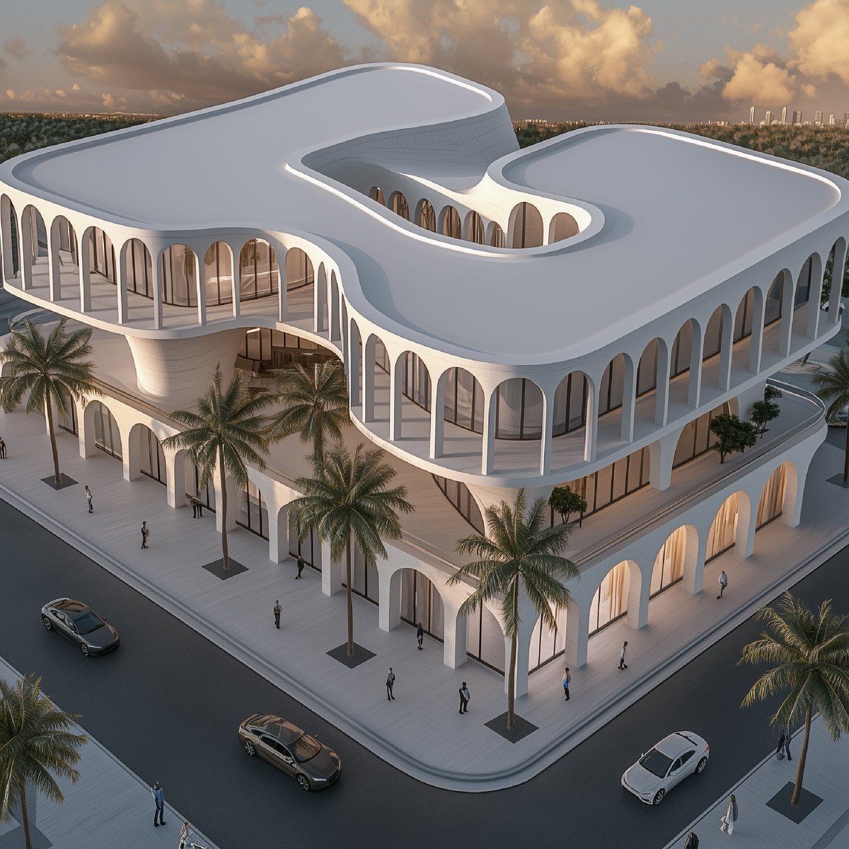 Architizer's tweet image. This design for a climate-responsive hotel combines soft geometry, cross-ventilation, and native landscaping to reduce heat gain and create breathable interior spaces.

📍Dubai, United Arab Emirates
Project by: Vo Huu Linh Architects
Details: hubs.la/Q03Wz50Y0