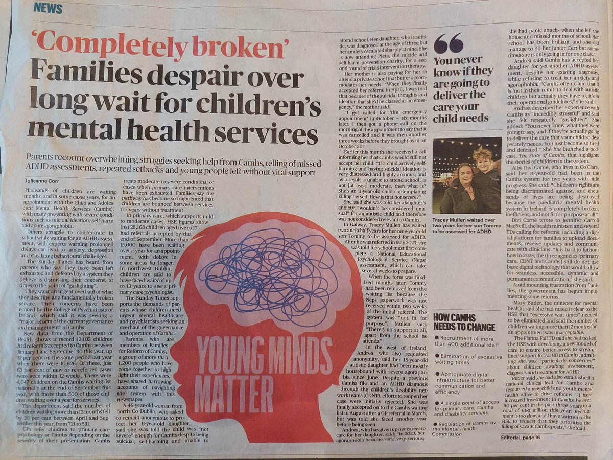 Reform_of_Camhs's tweet photo. Thanks to our members who took part in interviews and @JulieanneCorr in the @thetimes for highlighting the inhumane wait times and many obstacles getting mental health support for your child from #CAMHS https://t.co/98PdnteRXK