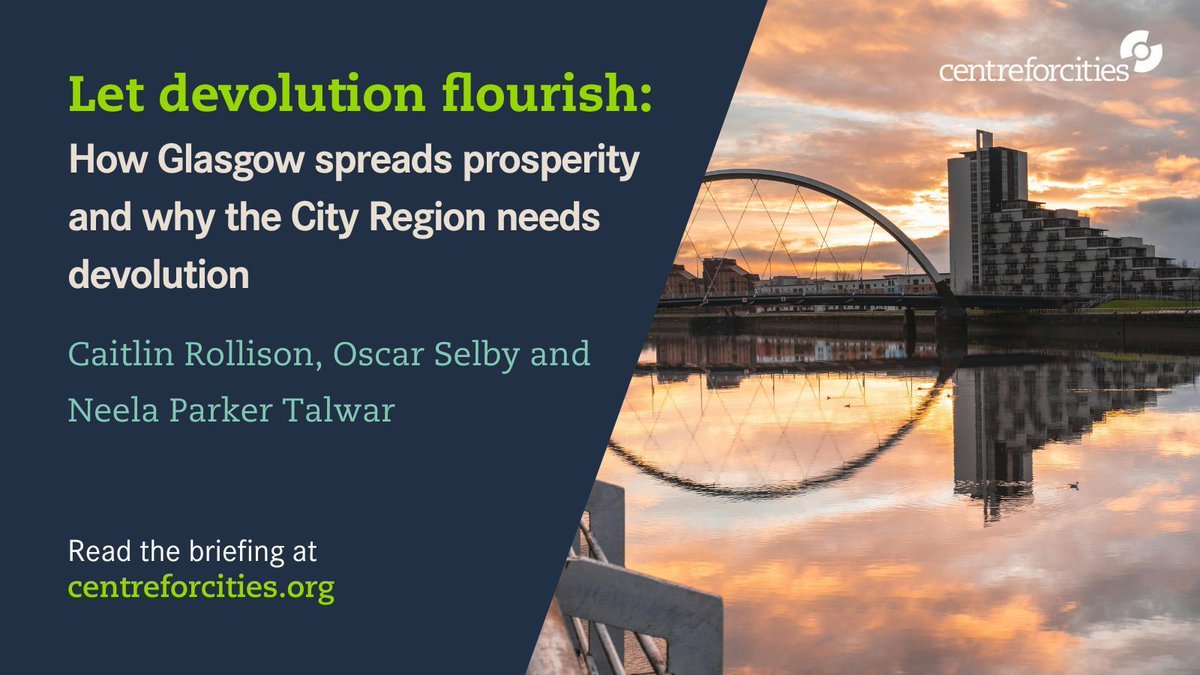 CentreforCities's tweet image. Glasgow drives a third of Scotland’s economy, but governance hasn’t kept pace.

Our new briefing shows why the City Region needs a mayoral combined authority to unlock growth.

Read the briefing 👇
buff.ly/vIErqXZ 
#Devolution #Scotland